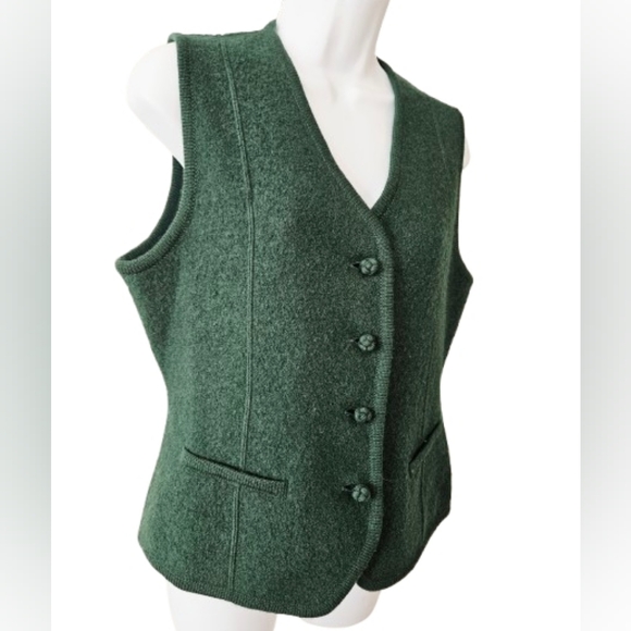 Lands' End Forest Green Wool Vest - Picture 2 of 8